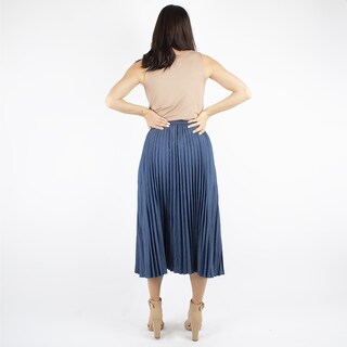 Foto 3 | Falda Plisada Mezclilla Amad Color Azul Oscuro