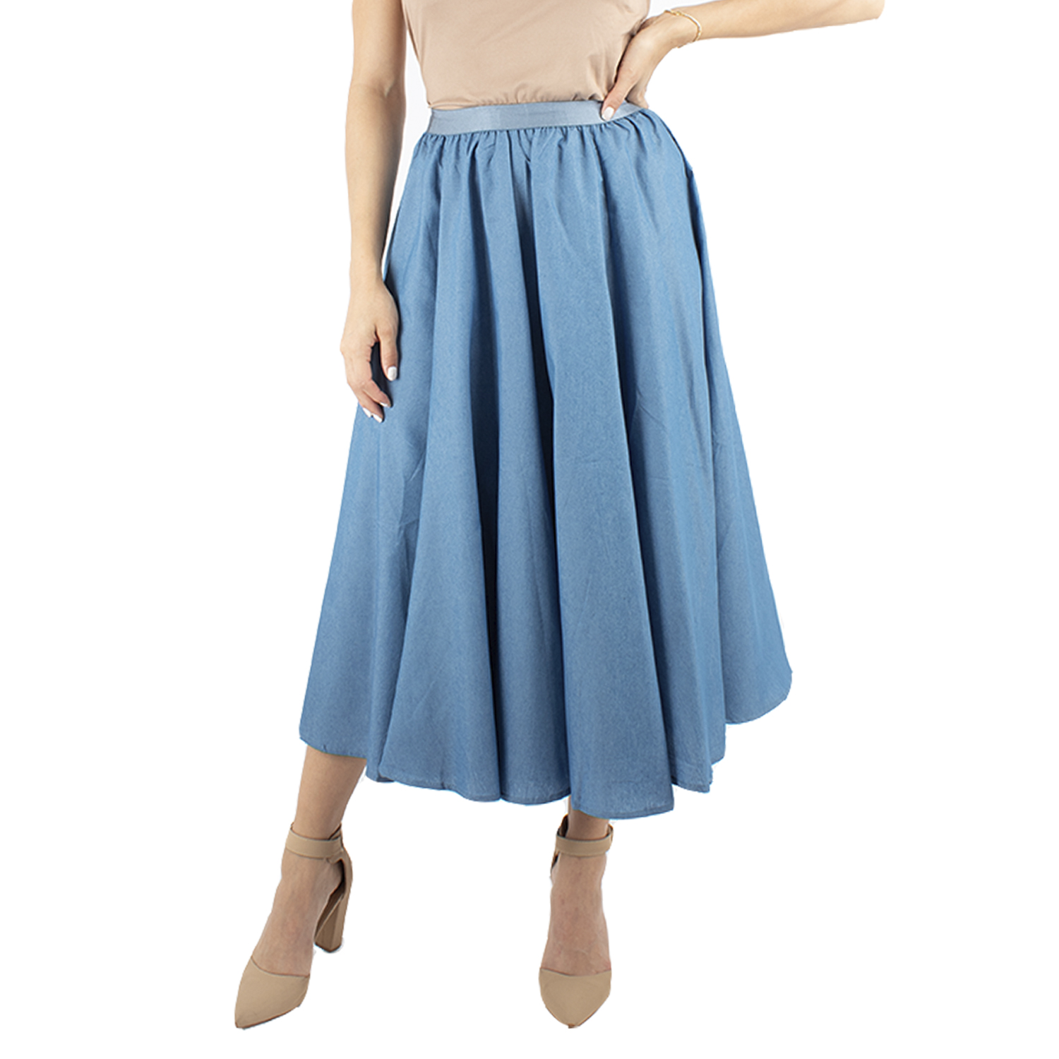 Falda Circular Mezclilla Amad Color Azul Claro