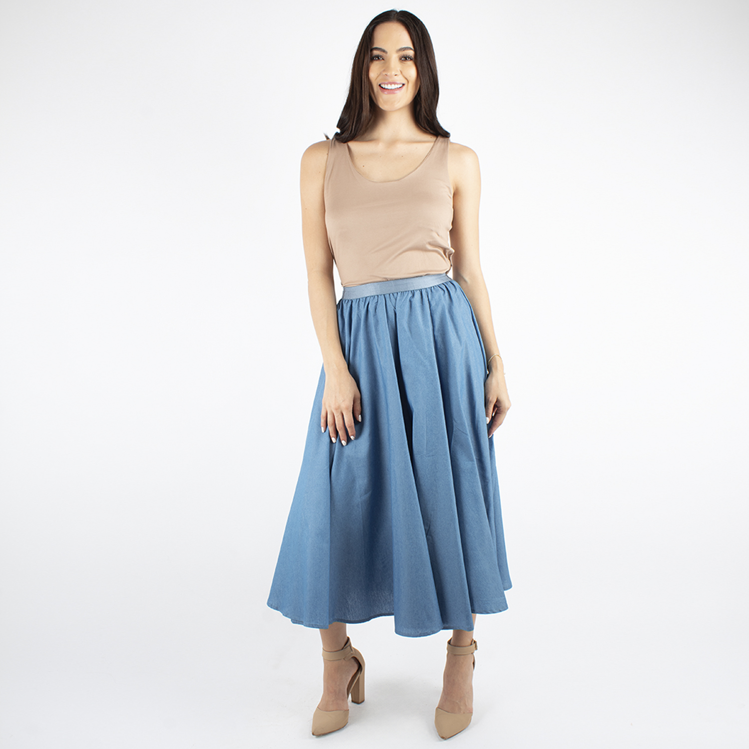 Foto 5 | Falda Circular Mezclilla Amad Color Azul Claro