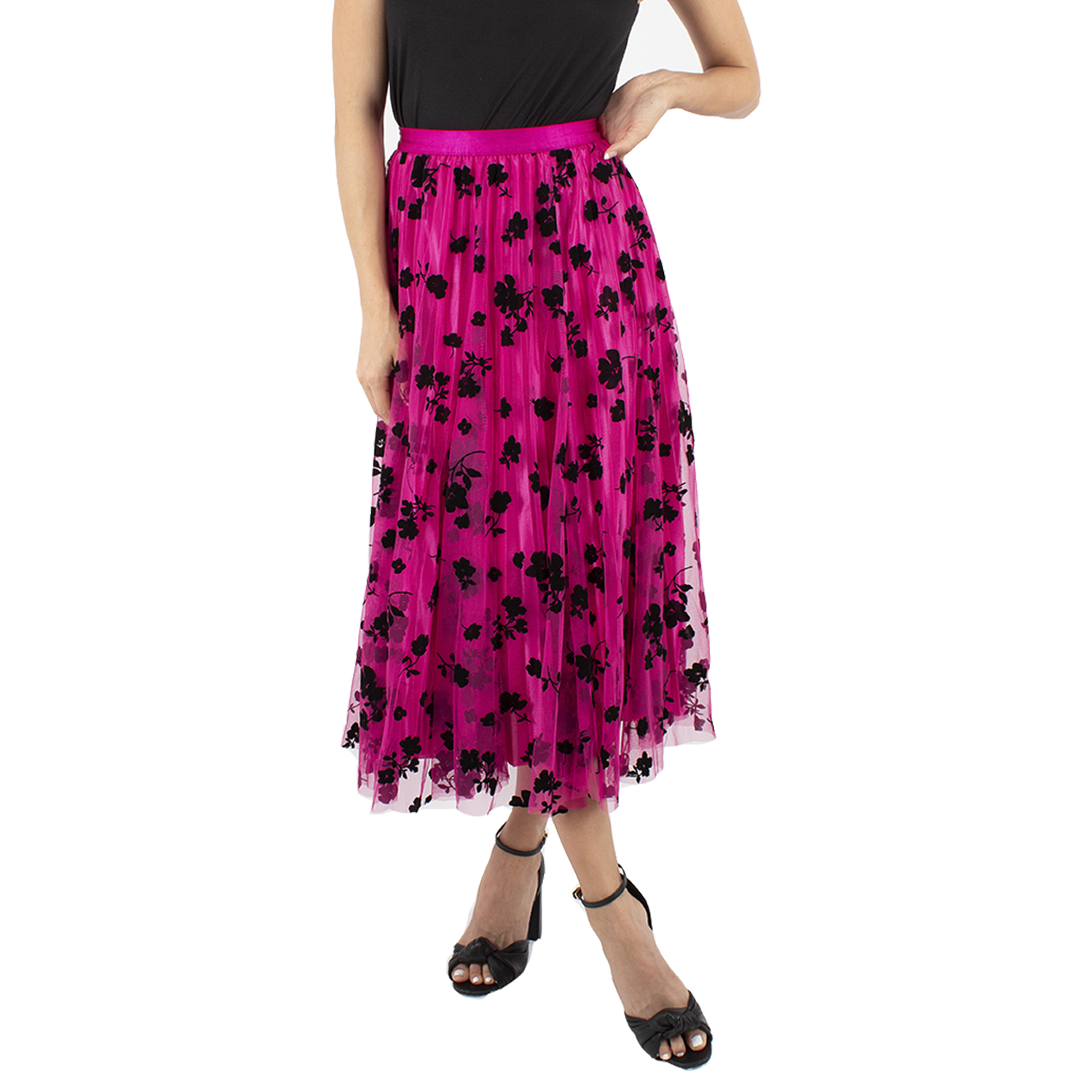 Falda Reversible de Tul con Flores Amad Fucsia