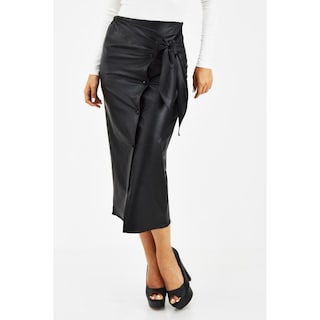 Foto 1 | Falda Midi Efecto Piel Roman Fashion color Negro