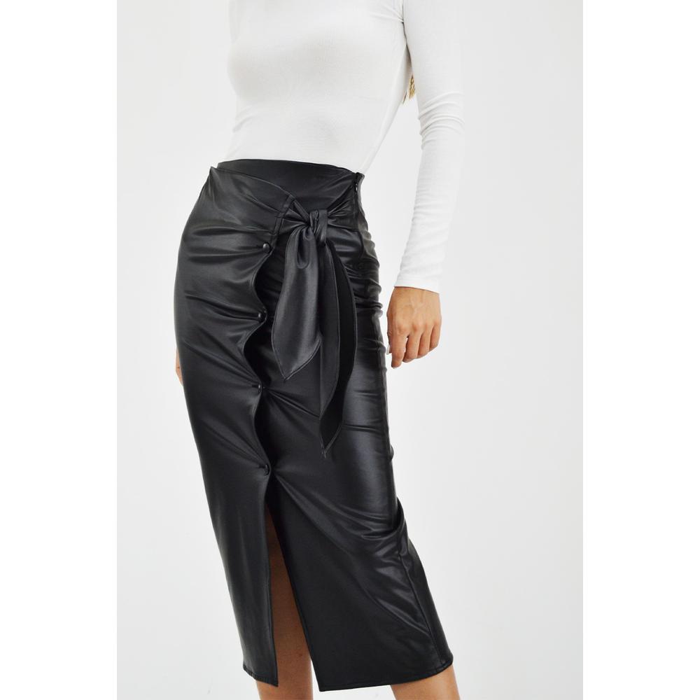 Foto 2 | Falda Midi Efecto Piel Roman Fashion color Negro