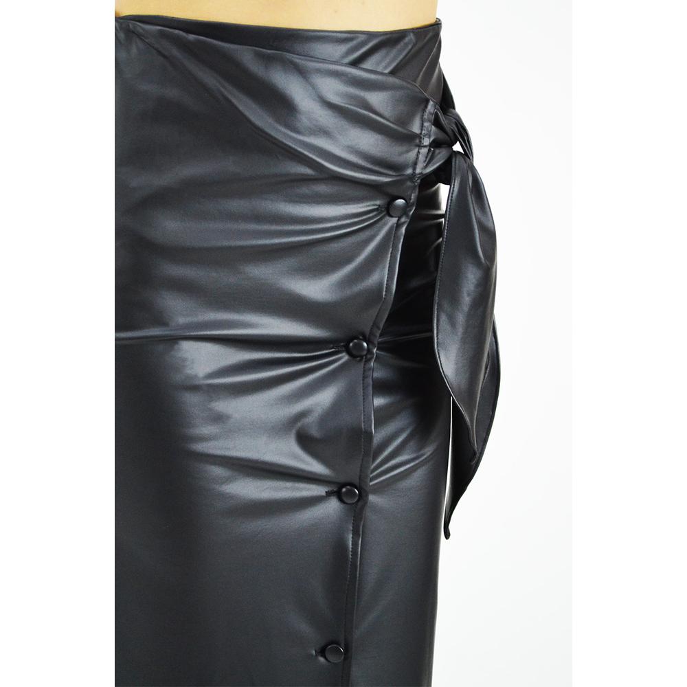 Foto 4 | Falda Midi Efecto Piel Roman Fashion color Negro