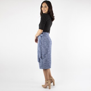 Foto 2 | Falda Lápiz Envolvente de Tweed Amad Azul