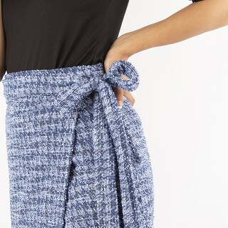 Foto 4 | Falda Lápiz Envolvente de Tweed Amad Azul