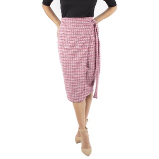 Foto 1 | Falda Lápiz Envolvente de Tweed Amad Rosa