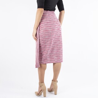 Foto 2 | Falda Lápiz Envolvente de Tweed Amad Rosa