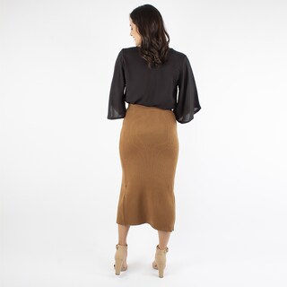 Foto 3 | Falda Lápiz Tejida Cruzada Amad Camel