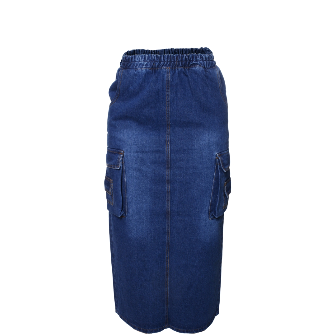 Foto 3 pulgar | Falda Larga de Mezclilla Cargo Pineda Jeans Azul