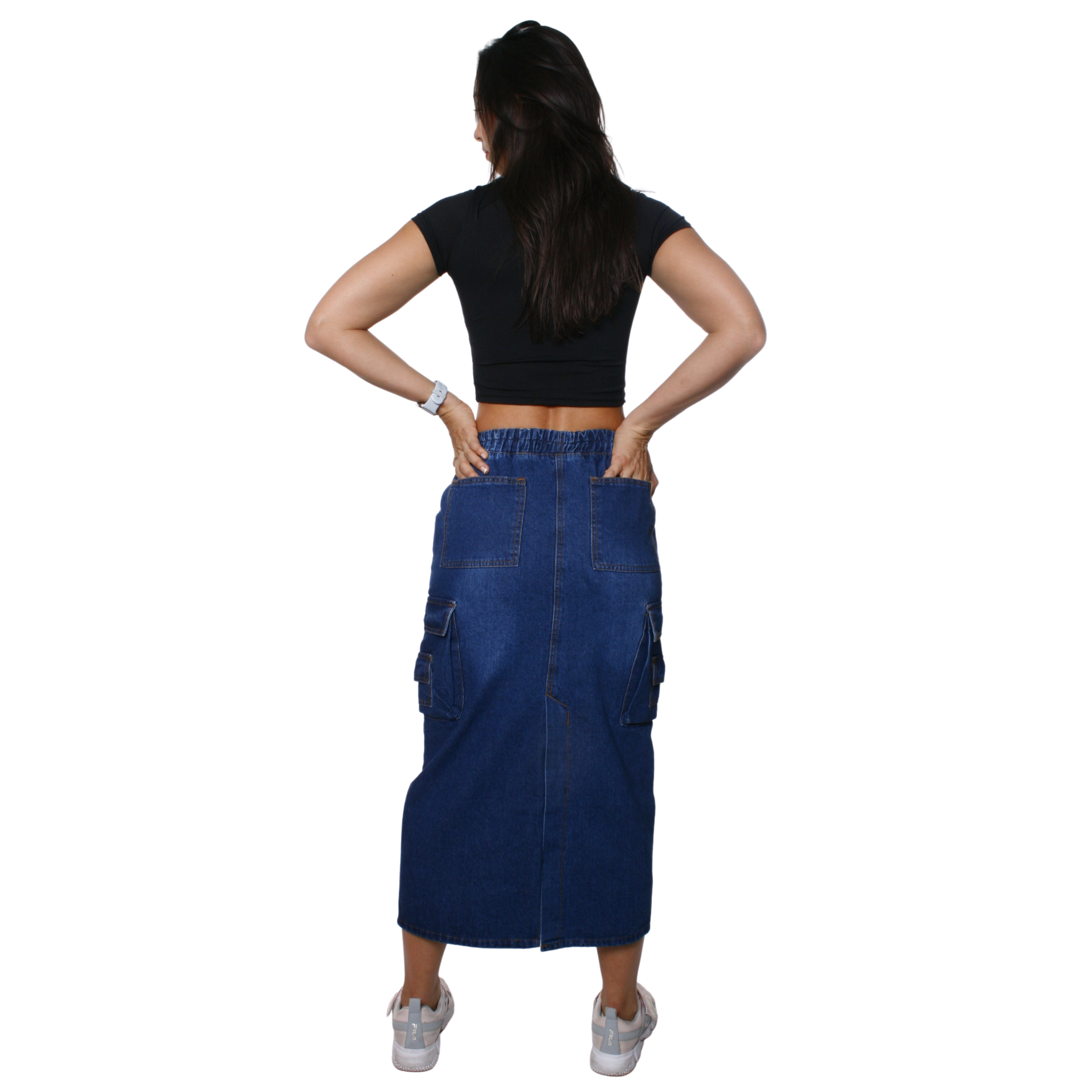 Foto 7 pulgar | Falda Larga de Mezclilla Cargo Pineda Jeans Azul