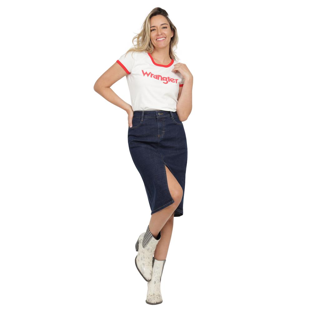 Foto 4 | Falda Wrangler Slim Fit 402 Azul para Mujer