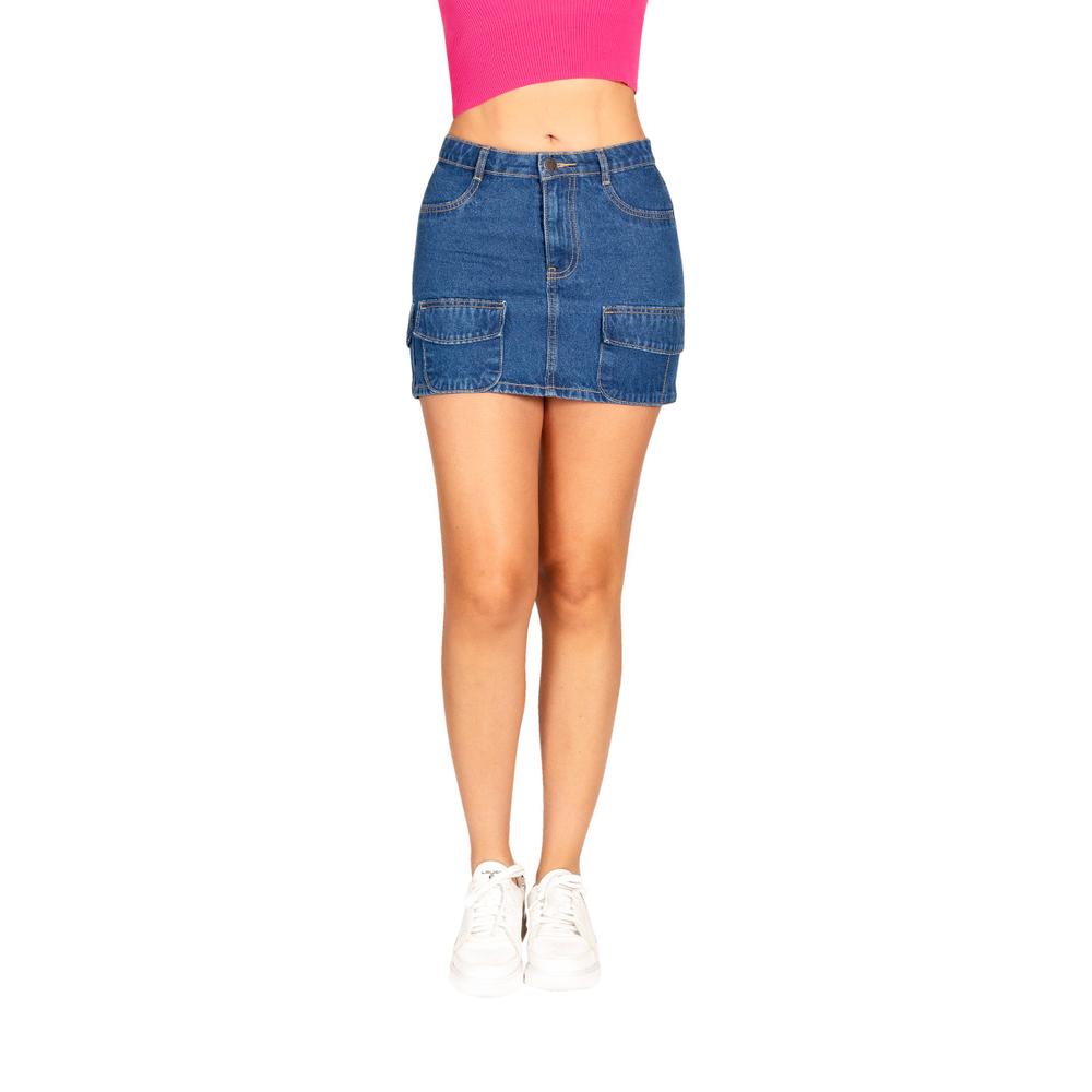 Foto 1 | Falda Cargo Mini De Mezclilla Jeanswest 2151 Azul