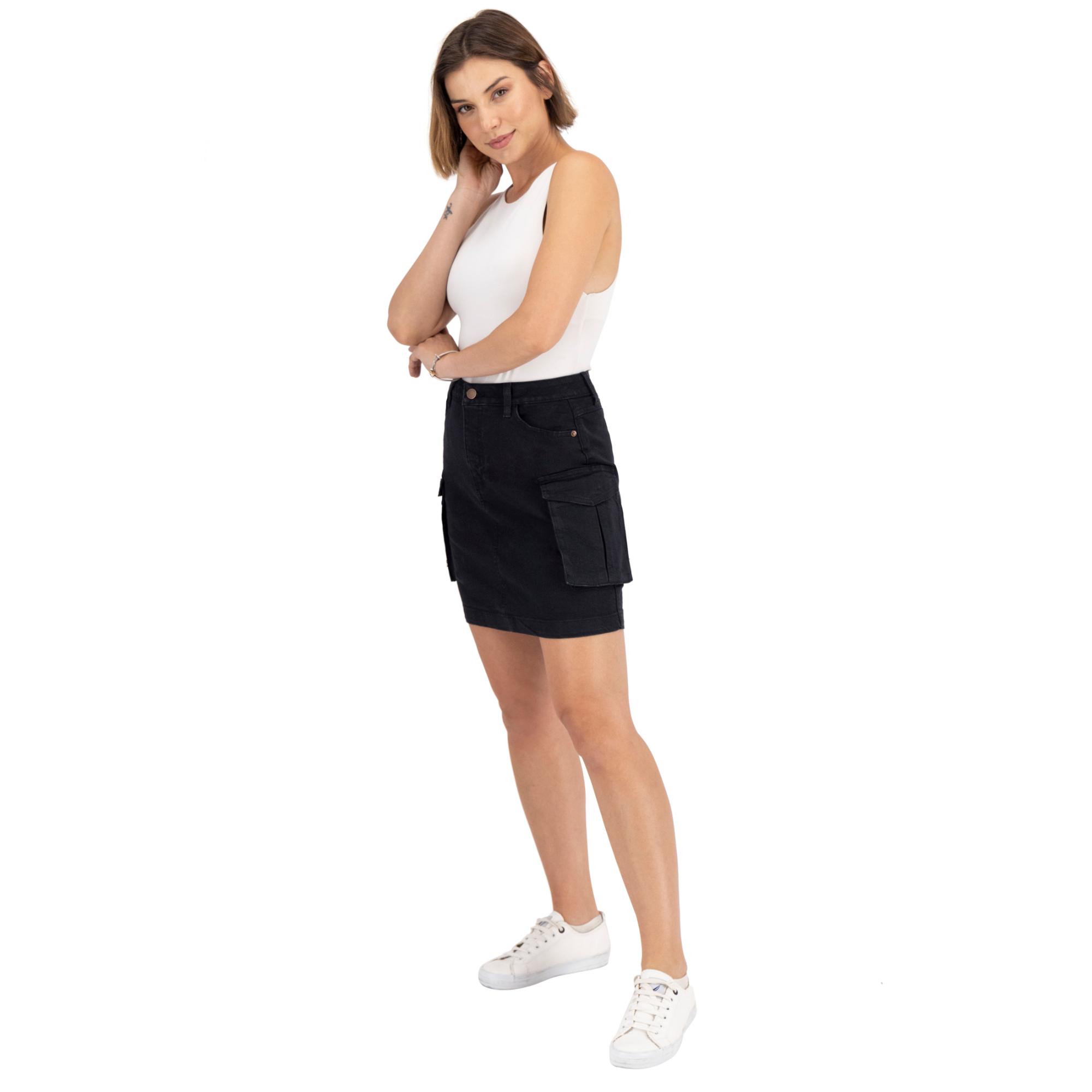 Foto 4 pulgar | Falda Cargo Britos 025017 Negra para  Mujer
