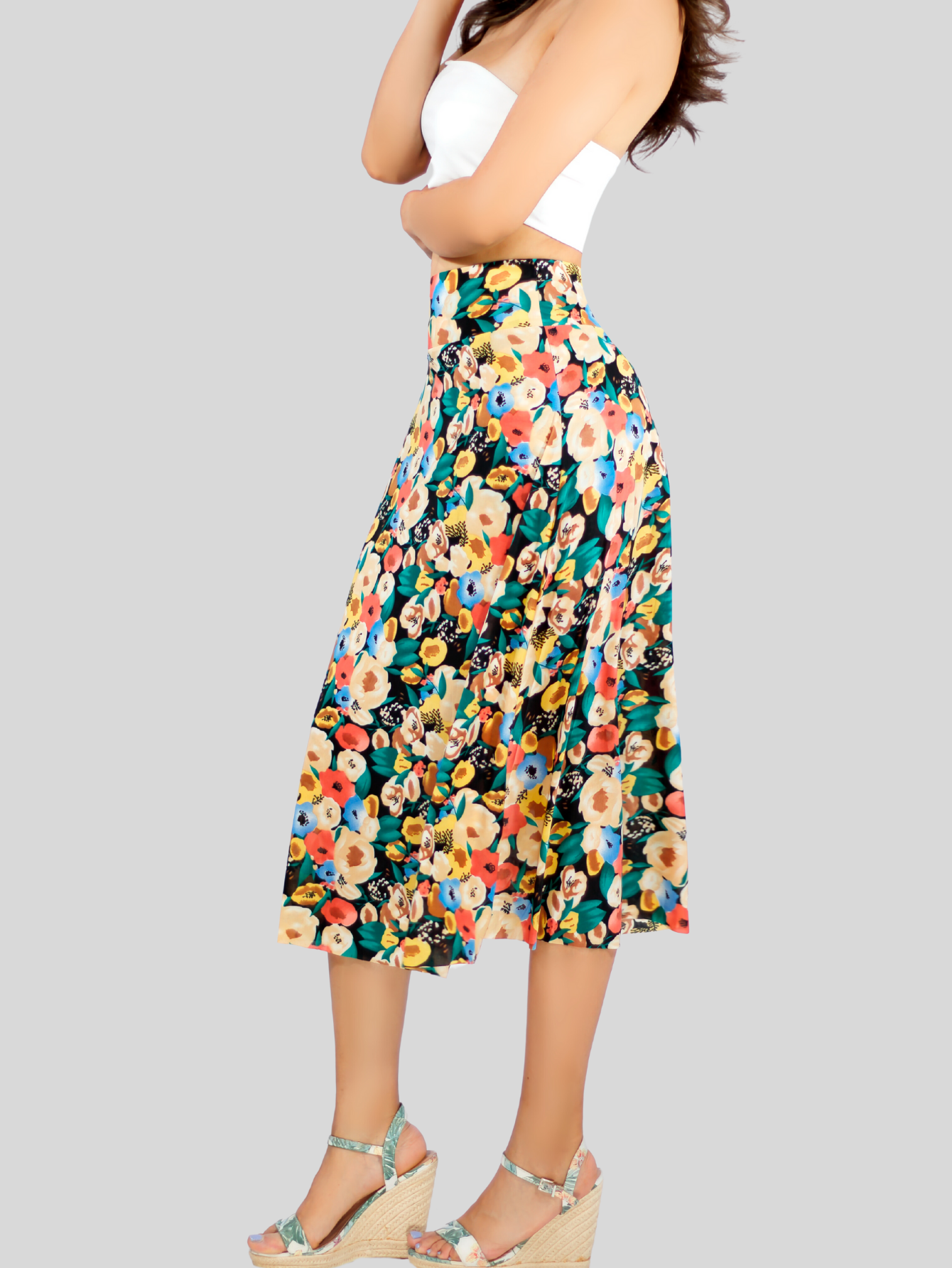 Foto 7 pulgar | Falda Short Midi Multicolor con Estampado para Mujer