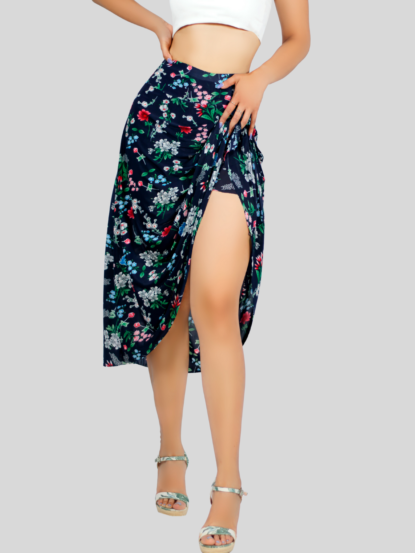 Foto 5 pulgar | Falda Short Fald-1001 Midi con Estampados para Mujer
