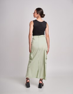 Foto 2 | Falda Devendi Color Verde Midi Tela Rompevientos