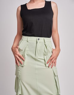 Foto 4 | Falda Devendi Color Verde Midi Tela Rompevientos