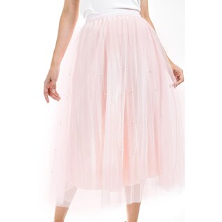 Foto 4 | Falda Midi de Tul con Perlas Roman Fashion Juvenil Rosa