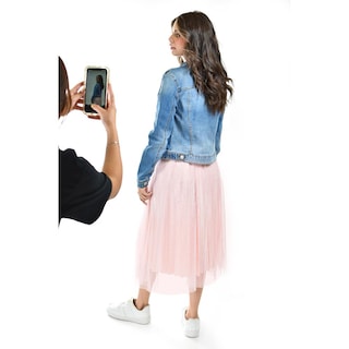 Foto 6 | Falda Midi de Tul con Perlas Roman Fashion Juvenil Rosa