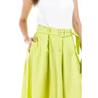 Foto 4 | Falda Midi con Cinto Roman Fashion Juvenil Verde Lima