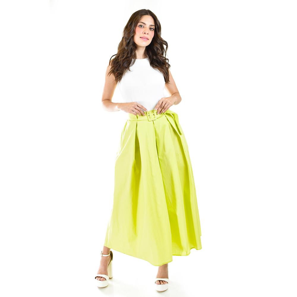 Foto 6 | Falda Midi con Cinto Roman Fashion Juvenil Verde Lima