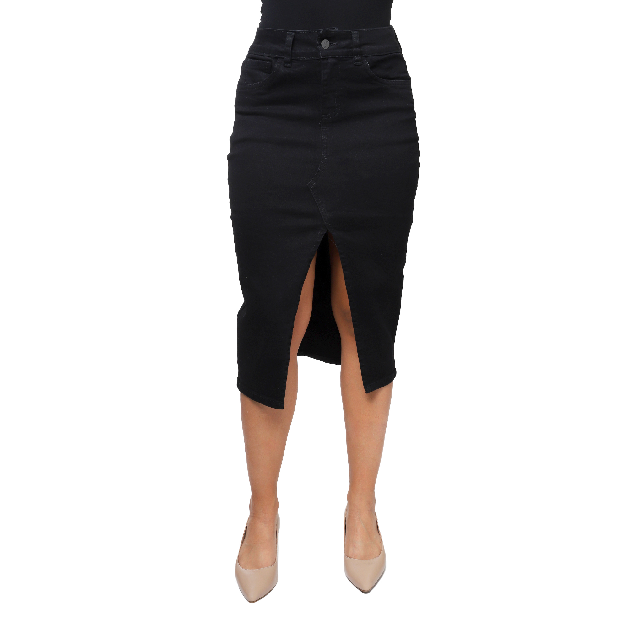 Foto 2 | Falda Larga De Mezclilla Stretch Con Abertura En Medio Para Dama Pineda Jeans Negro