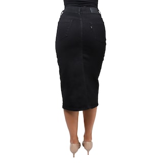 Foto 4 | Falda Larga De Mezclilla Stretch Con Abertura En Medio Para Dama Pineda Jeans Negro