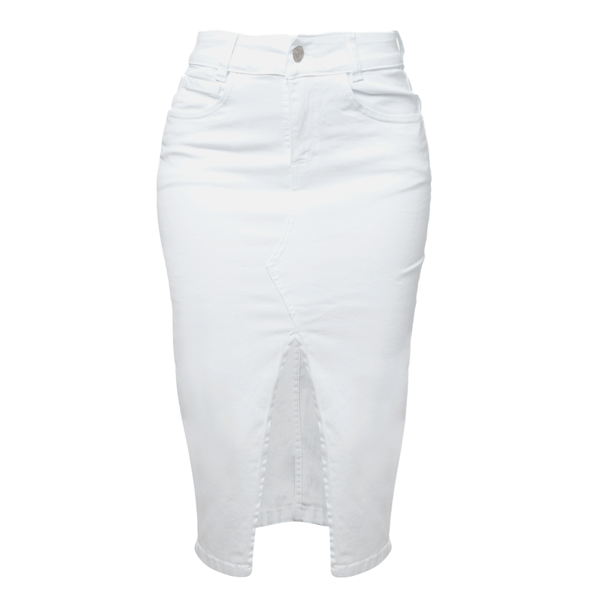 Foto 3 pulgar | Falda Larga Pineda Jeans de Mezclilla Stretch con Abertura en Medio Blanco para Dama