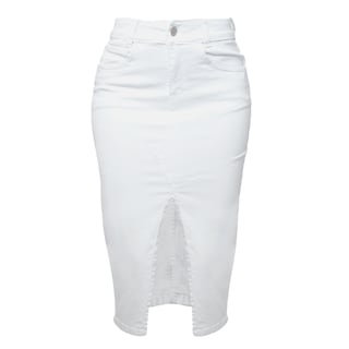 Foto 2 | Falda Larga Pineda Jeans de Mezclilla Stretch con Abertura en Medio Blanco para Dama