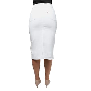 Foto 5 | Falda Larga Pineda Jeans de Mezclilla Stretch con Abertura en Medio Blanco para Dama