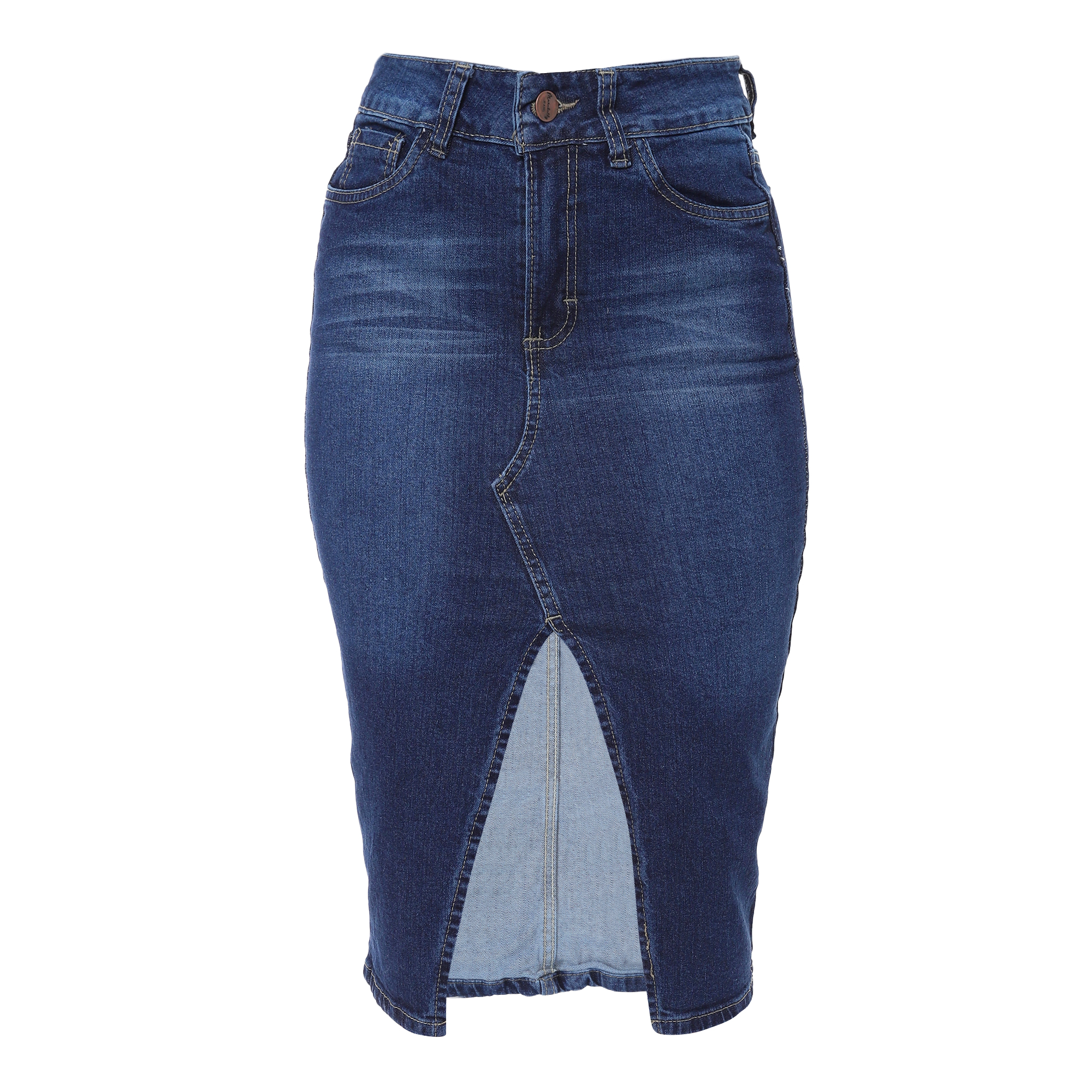 Foto 2 | Falda Larga Recta Abierta De Adelante Split Skirt Mezclilla Stretch Para Dama Pineda Jeans Color Stone