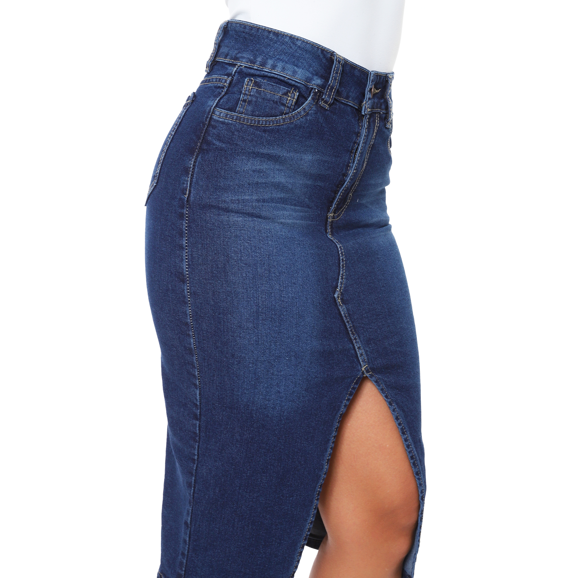 Foto 6 | Falda Larga Recta Abierta De Adelante Split Skirt Mezclilla Stretch Para Dama Pineda Jeans Color Stone