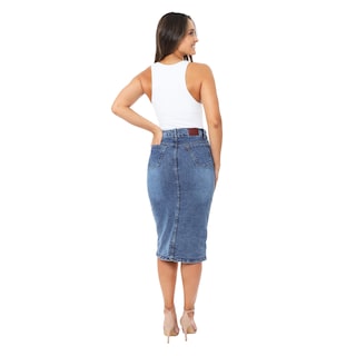 Foto 2 | Falda Larga Recta Abierta Pineda Jeans Split Skirt Mezclilla Stretch para Dama