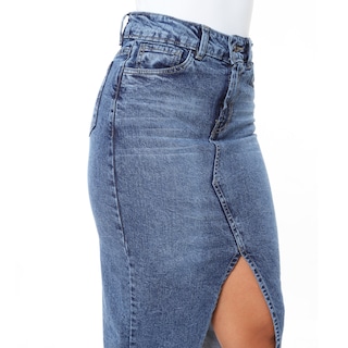 Foto 4 | Falda Larga Recta Abierta Pineda Jeans Split Skirt Mezclilla Stretch para Dama