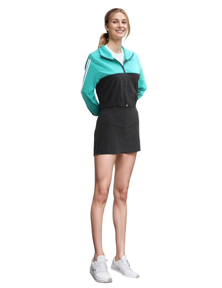 Foto 2 pulgar | Conjunto Deportivo con Falda Short y Chamarra Bomy Verde para Mujer