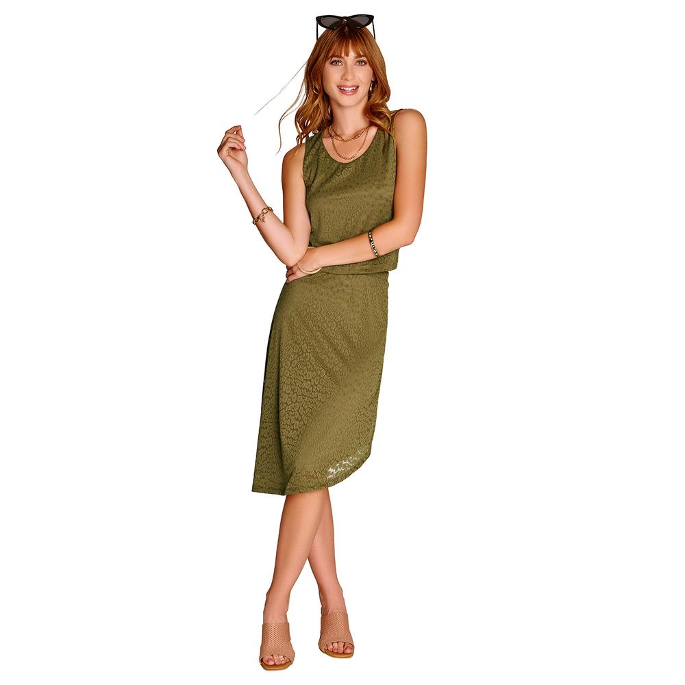 Foto 4 | Conjunto Falda Y Blusa Ilusión 81186 Verde Oscuro