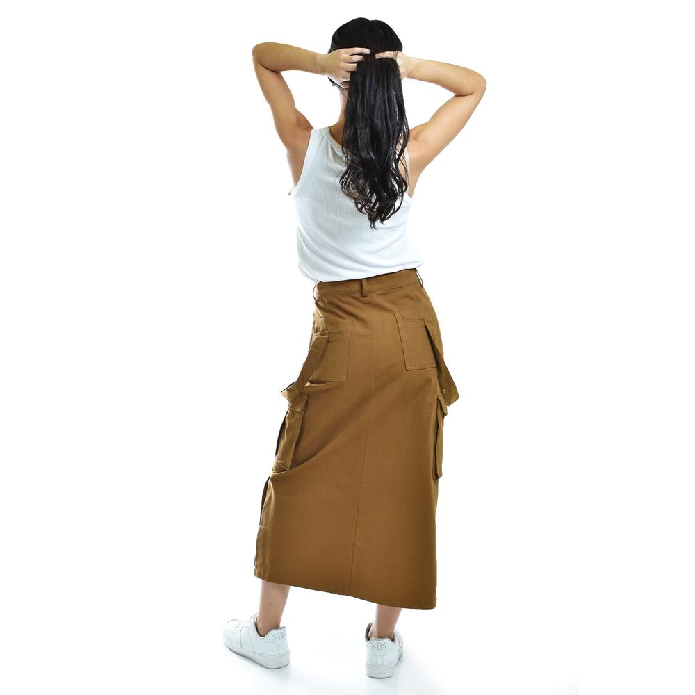 Foto 4 pulgar | Falda Midi Estilo Cargo Roman Fashion Tallas Extras, 0155 (cafe) Cafe