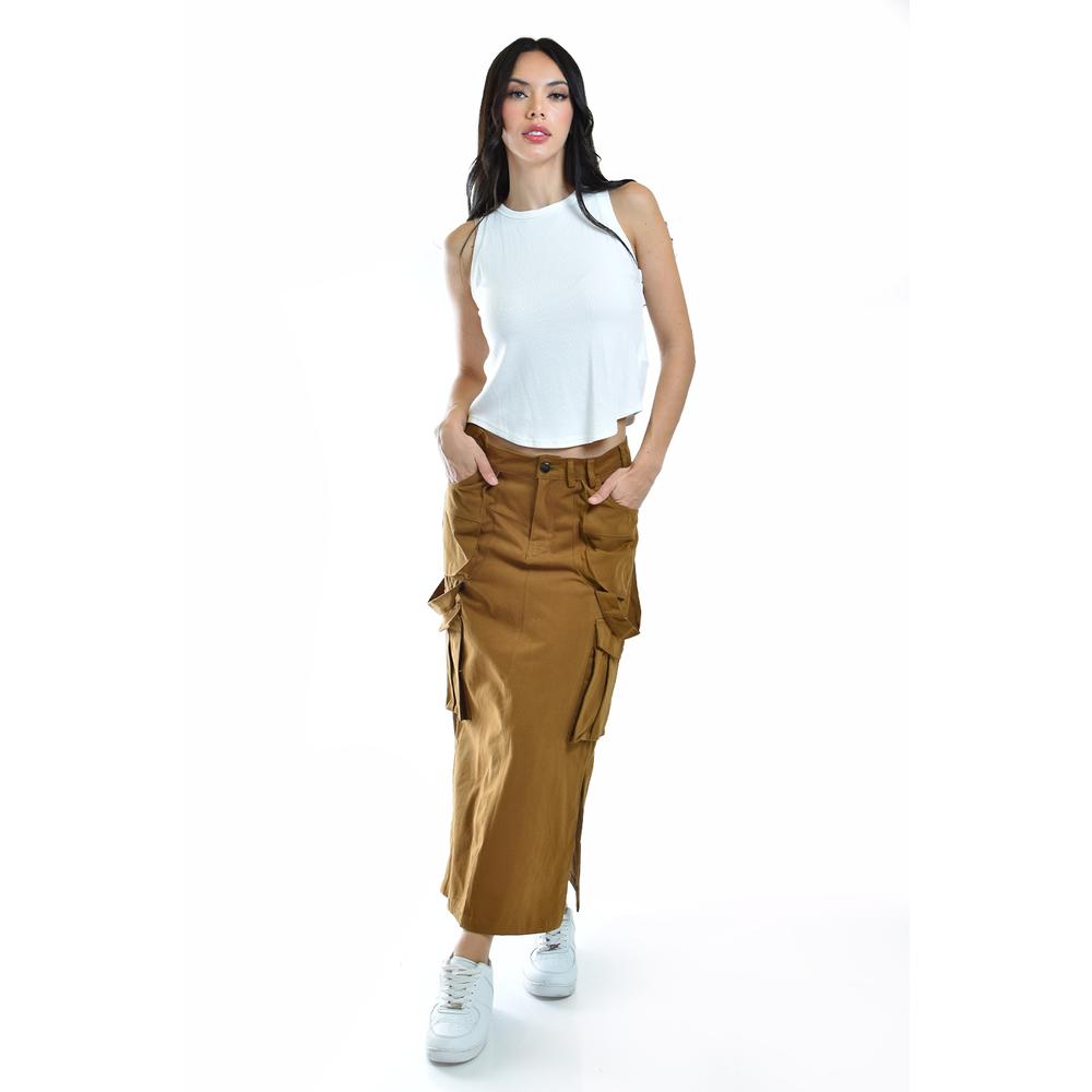 Foto 6 pulgar | Falda Midi Estilo Cargo Roman Fashion Tallas Extras, 0155 (cafe) Cafe