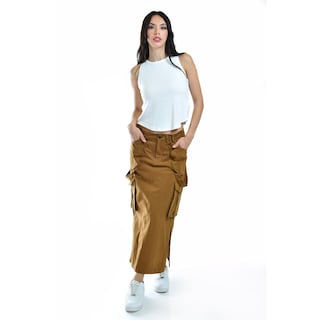 Foto 5 | Falda Midi Estilo Cargo Roman Fashion Tallas Extras, 0155 (cafe) Cafe