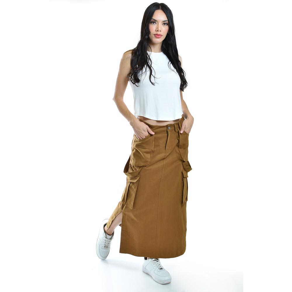 Foto 7 pulgar | Falda Midi Estilo Cargo Roman Fashion Tallas Extras, 0155 (cafe) Cafe