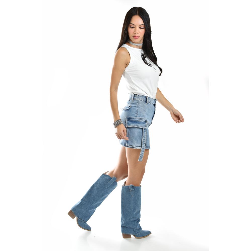 Foto 2 | Falda Denim Tipo Cargo /juvenil, 328 (mezclilla Claro) Azul