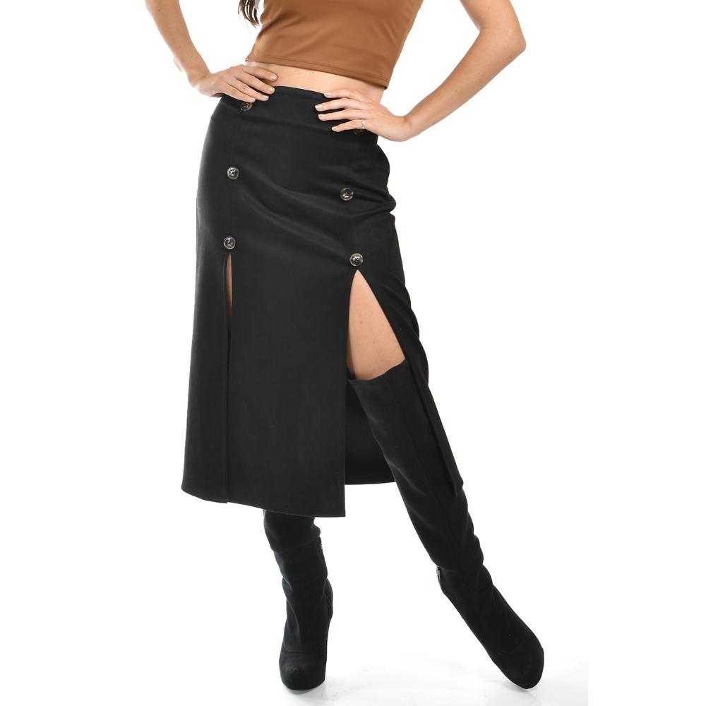 Falda Midi Con Aberturas Roman Fashion /juvenil, 3100 (negro) Negro