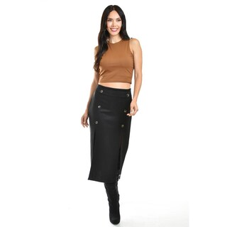 Foto 4 | Falda Midi Con Aberturas Roman Fashion /juvenil, 3100 (negro) Negro