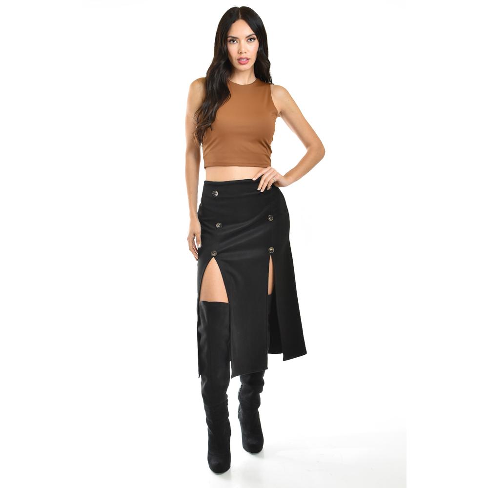 Foto 6 pulgar | Falda Midi Con Aberturas Roman Fashion /juvenil, 3100 (negro) Negro
