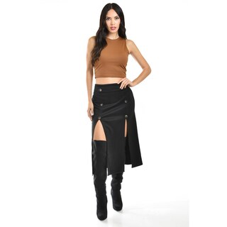 Foto 5 | Falda Midi Con Aberturas Roman Fashion /juvenil, 3100 (negro) Negro