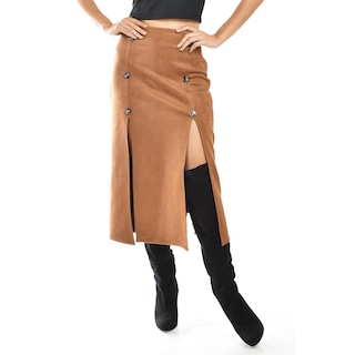 Foto 1 | Falda Midi Con Aberturas Roman Fashion /juvenil, 3100 (cafe) Cafe