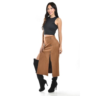 Foto 2 | Falda Midi Con Aberturas Roman Fashion /juvenil, 3100 (cafe) Cafe