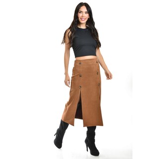 Foto 4 | Falda Midi Con Aberturas Roman Fashion /juvenil, 3100 (cafe) Cafe