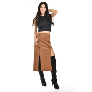 Foto 5 | Falda Midi Con Aberturas Roman Fashion /juvenil, 3100 (cafe) Cafe