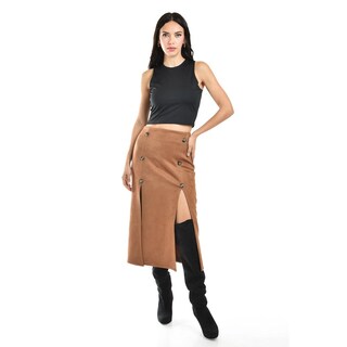 Foto 6 | Falda Midi Con Aberturas Roman Fashion /juvenil, 3100 (cafe) Cafe